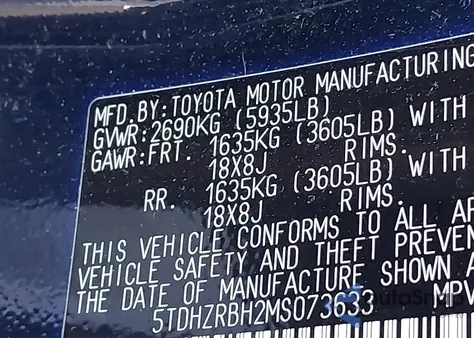 2021 Toyota Highlander Xle z USA, uszkodzony, nr VIN 5TDHZRBH2MS073633